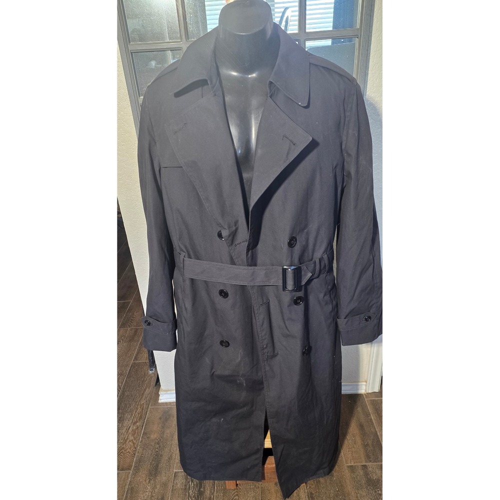 American Apparel Garrison Collection Men 42XL Black Trench Coat All Weather Army